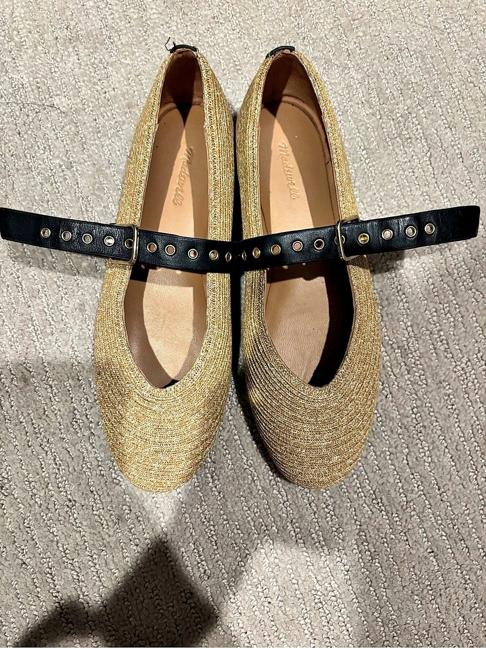 Madewell Espadrille Mary Jane Flats in Gold &